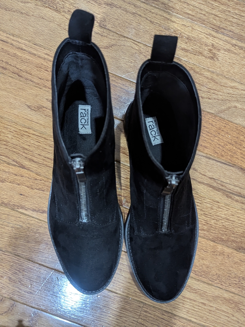 Rack Collection Black Suede Front-Zip Women's Ankle Booties